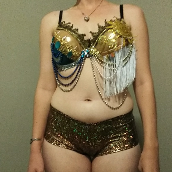 Gold and Black Holographic Booty Shorts - Picture 3 of 5